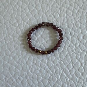 Garnet faceted gemstones Stretchy Beaded Ring